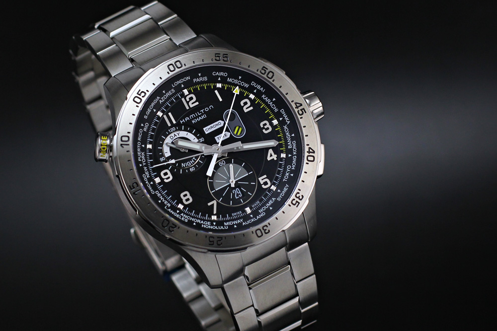 ハミルトン【HAMILTON】カーキ ワールドタイマー クロノ クォーツ 44mm