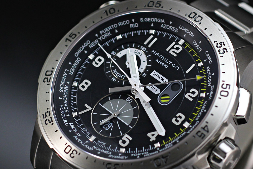 ハミルトン【HAMILTON】カーキ ワールドタイマー クロノ クォーツ 44mm